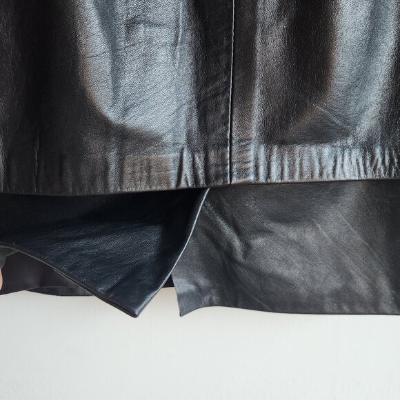 🇫🇷 Vintage Black Leather Mini Skirt - Made in France - Sz 6 - Picture 6 of 14